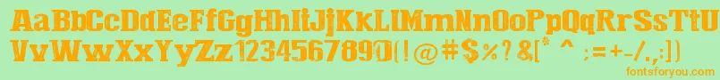 Press Style  Large Font – Orange Fonts on Green Background