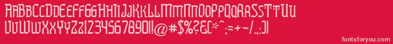 PREST   -fontti – vaaleanpunaiset fontit punaisella taustalla