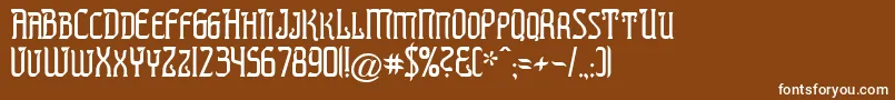 フォントPREST    – 茶色の背景に白い文字