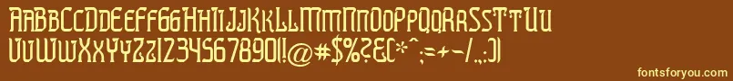 PREST   -fontti – keltaiset fontit ruskealla taustalla