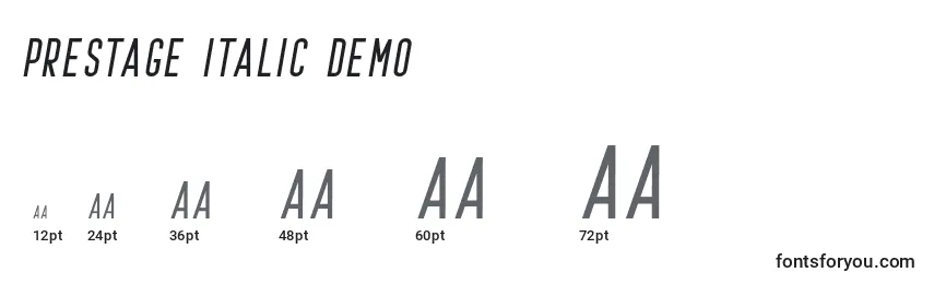 Размеры шрифта Prestage Italic Demo