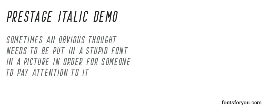 フォントPrestage Italic Demo