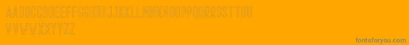 Prestage Outline Demo-Schriftart – Graue Schriften auf orangefarbenem Hintergrund