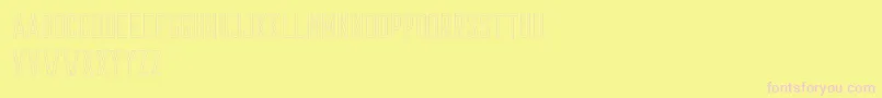 フォントPrestage Outline Demo – ピンクのフォント、黄色の背景