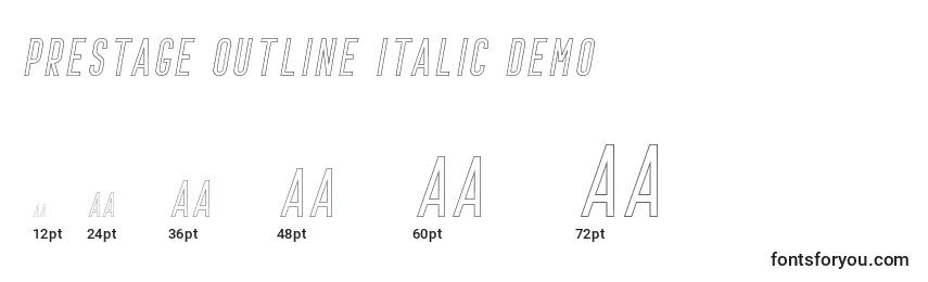 Tamanhos de fonte Prestage Outline Italic Demo