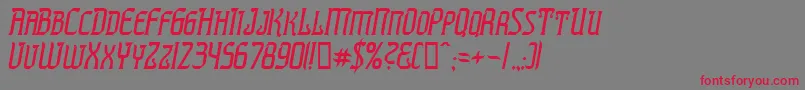 PRESTI  -Schriftart – Rote Schriften auf grauem Hintergrund