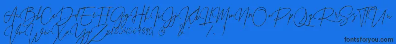 Prestige Signature Script   Demo Font – Black Fonts on Blue Background