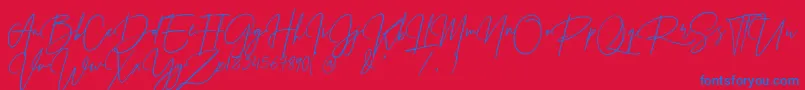 Prestige Signature Script   Demo-Schriftart – Blaue Schriften auf rotem Hintergrund