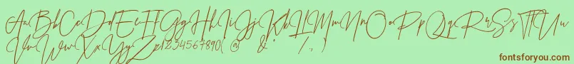 Prestige Signature Script   Demo Font – Brown Fonts on Green Background