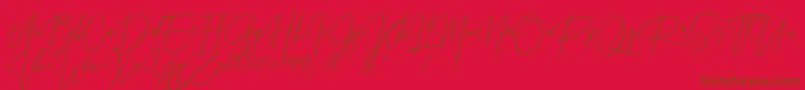Prestige Signature Script   Demo Font – Brown Fonts on Red Background
