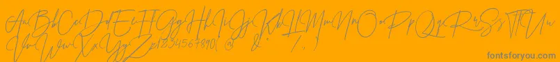 Prestige Signature Script   Demo Font – Gray Fonts on Orange Background