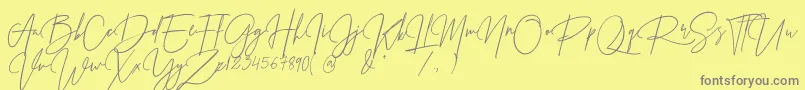 Prestige Signature Script   Demo Font – Gray Fonts on Yellow Background