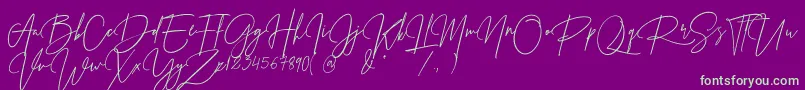 Prestige Signature Script   Demo-fontti – vihreät fontit violetilla taustalla