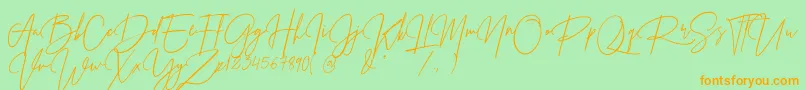 Prestige Signature Script   Demo Font – Orange Fonts on Green Background