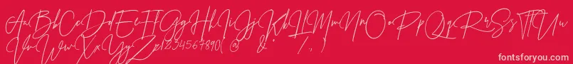 Шрифт Prestige Signature Script   Demo – розовые шрифты на красном фоне