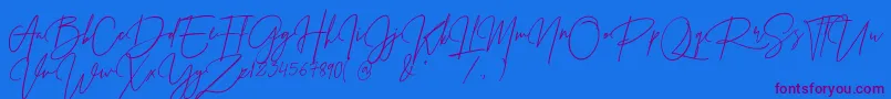 Prestige Signature Script   Demo Font – Purple Fonts on Blue Background