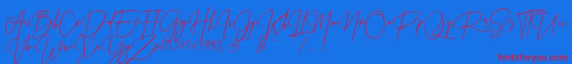 Prestige Signature Script   Demo Font – Red Fonts on Blue Background