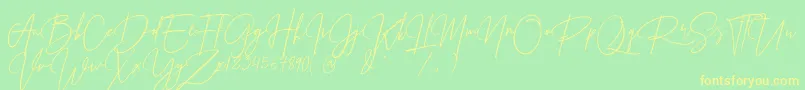 Prestige Signature Script   Demo Font – Yellow Fonts on Green Background