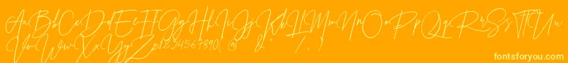 Prestige Signature Script   Demo Font – Yellow Fonts on Orange Background