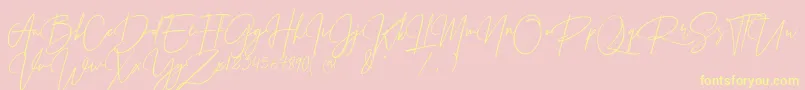 Prestige Signature Script   Demo Font – Yellow Fonts on Pink Background