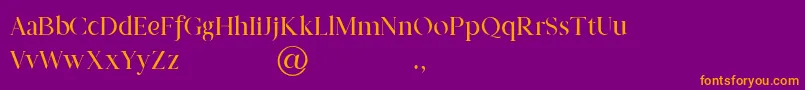Fonte Prestige Signature Serif   Demo – fontes laranjas em um fundo violeta