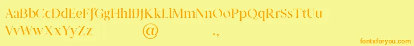 Prestige Signature Serif   Demo-Schriftart – Orangefarbene Schriften auf gelbem Hintergrund