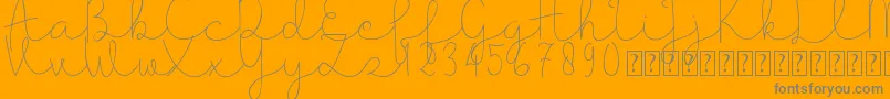 Presty Light   DEMO-Schriftart – Graue Schriften auf orangefarbenem Hintergrund