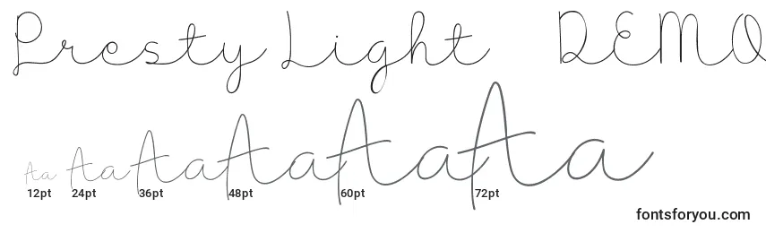 Размеры шрифта Presty Light   DEMO