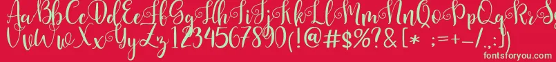 Pretty Queen Font – Green Fonts on Red Background