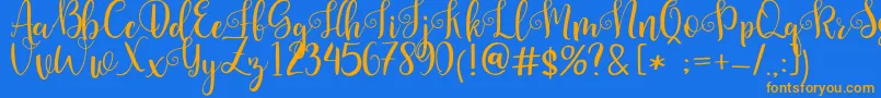 Pretty Queen-Schriftart – Orangefarbene Schriften auf blauem Hintergrund