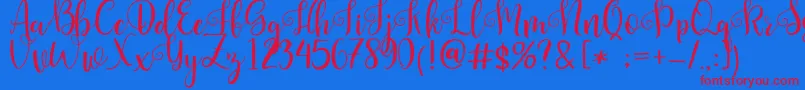 Pretty Queen-Schriftart – Rote Schriften auf blauem Hintergrund