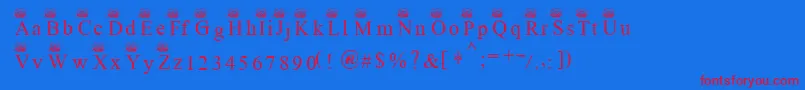 Ferretsrtopscapitals Font – Red Fonts on Blue Background
