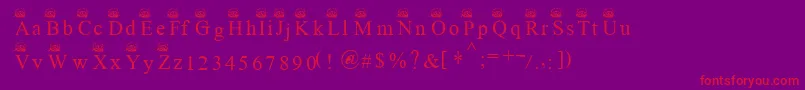 Ferretsrtopscapitals-Schriftart – Rote Schriften auf violettem Hintergrund