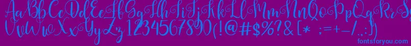 Pretty Queen Font – Blue Fonts on Purple Background