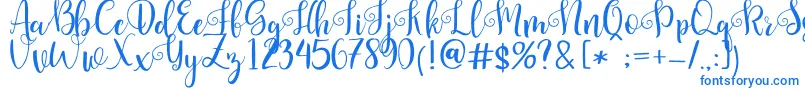 Pretty Queen-fontti – siniset fontit valkoisella taustalla