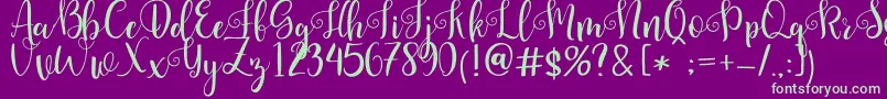 フォントPretty Queen – 紫の背景に緑のフォント