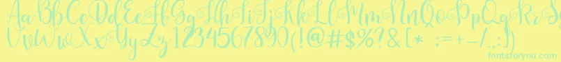 Pretty Queen Font – Green Fonts on Yellow Background