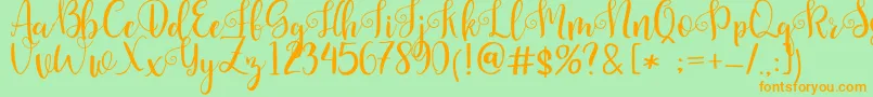 Pretty Queen Font – Orange Fonts on Green Background