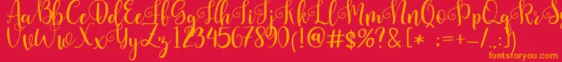 Pretty Queen Font – Orange Fonts on Red Background