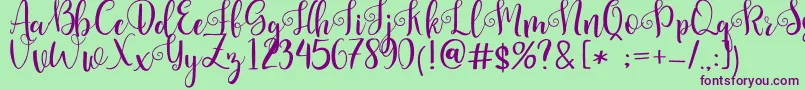フォントPretty Queen – 緑の背景に紫のフォント