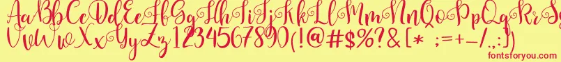 Pretty Queen Font – Red Fonts on Yellow Background