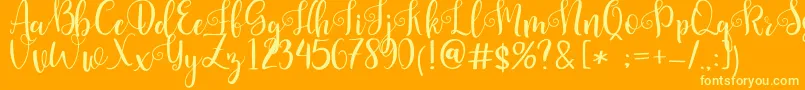 フォントPretty Queen – オレンジの背景に黄色の文字