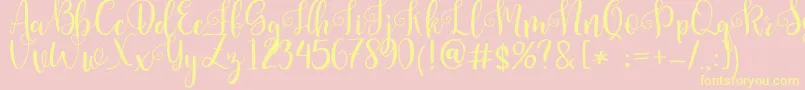 Pretty Queen-Schriftart – Gelbe Schriften auf rosa Hintergrund