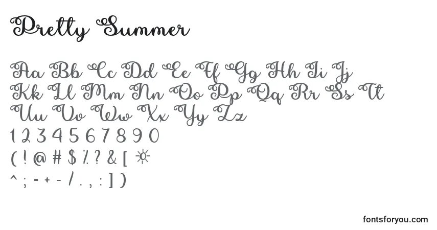 Pretty Summer  -fontti – aakkoset, numerot, erikoismerkit