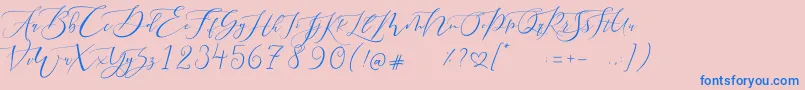 Pretty Women script Font – Blue Fonts on Pink Background
