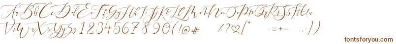 フォントPretty Women script – 白い背景に茶色のフォント