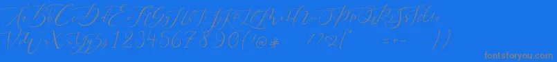 Pretty Women script-Schriftart – Graue Schriften auf blauem Hintergrund
