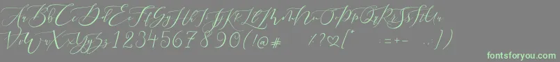 フォントPretty Women script – 灰色の背景に緑のフォント