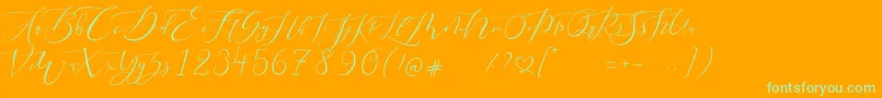 Pretty Women script-Schriftart – Grüne Schriften auf orangefarbenem Hintergrund