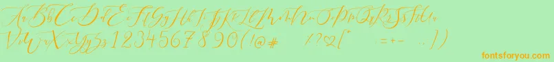 Fonte Pretty Women script – fontes laranjas em um fundo verde